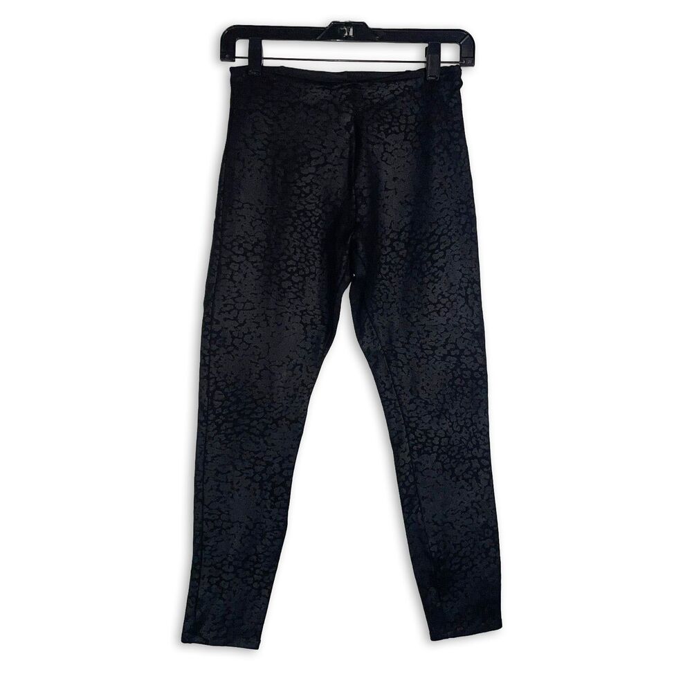 Lysse Leggings Black on Black Leopard Print Size Small S Chic Athleisure Yoga